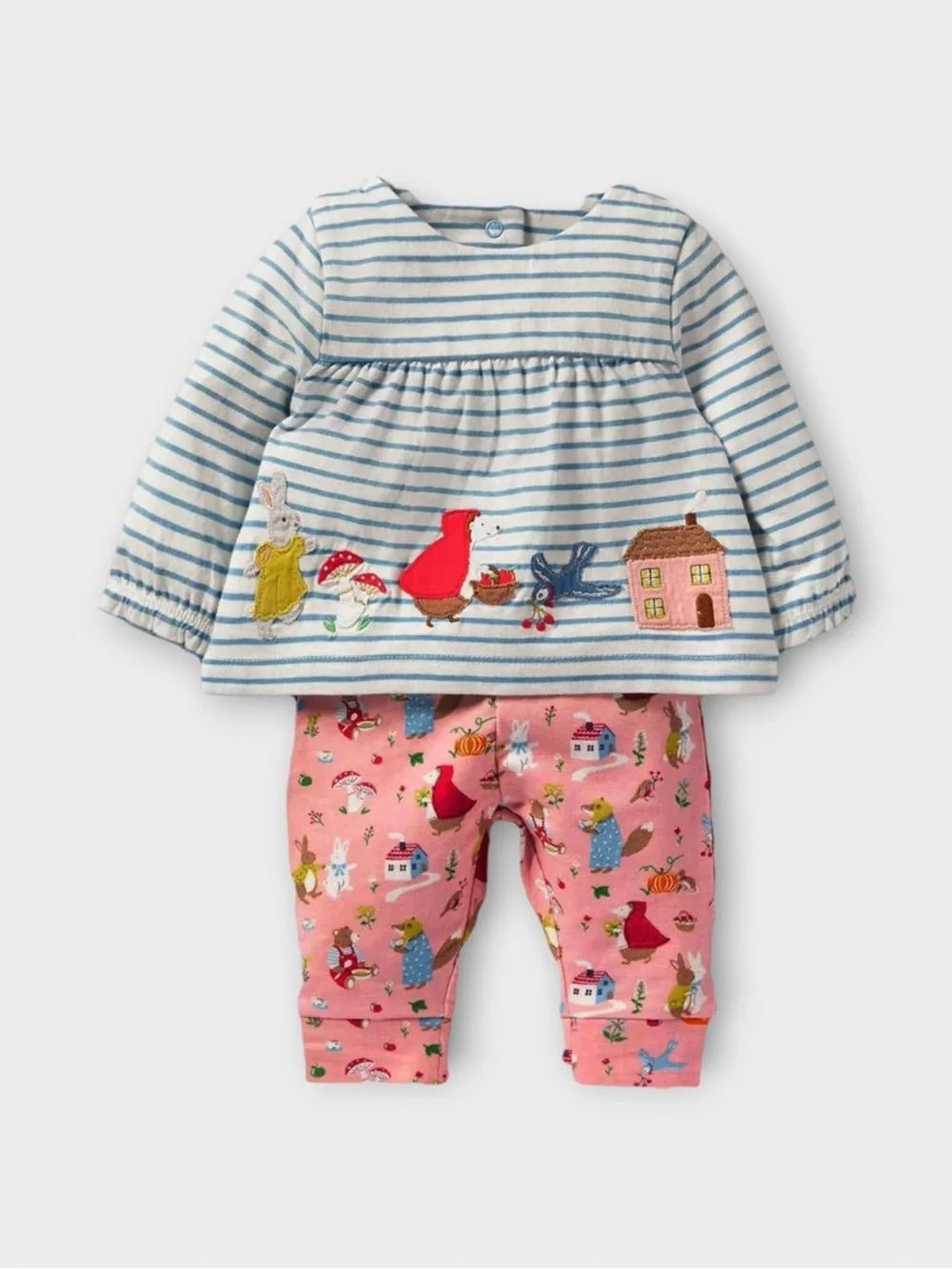Mini Boden Story Time Woodland Animals Applique Top & Leggings Matching Set
